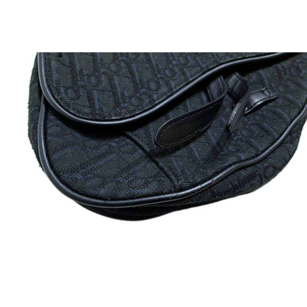 Mens Saddle Bag Black Oblique Jacquard Crossbody Logo Print